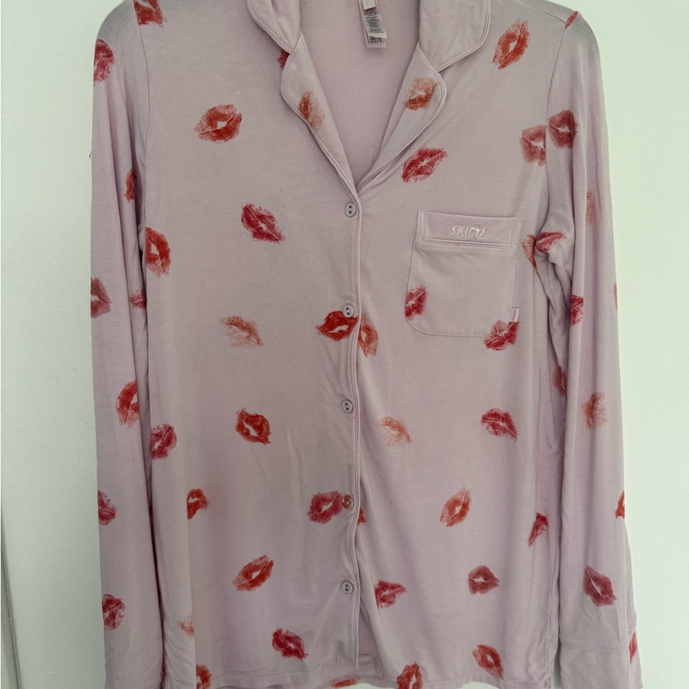 SKIMS Long Sleeve Button Up Pajama Set Valentines Collection